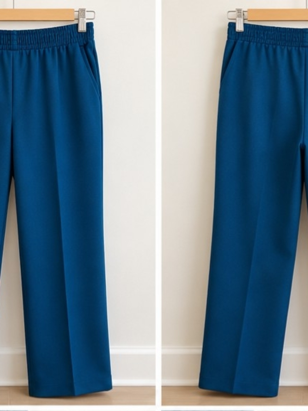 Alfred Dunner Teal-Blue Elastic Waist Straight Pants